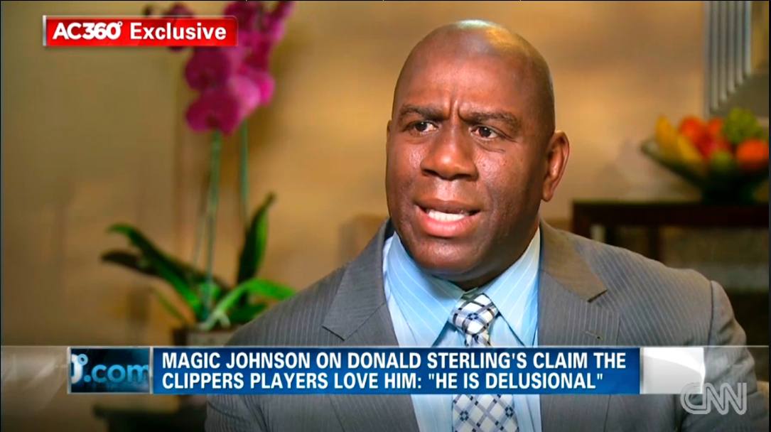 Magic Johnson in un’intervista alla Cnn parla di Donald Sterling, proprietario dei Clippers radiato dalla Nba per le dichiarazioni razziste (Ap)